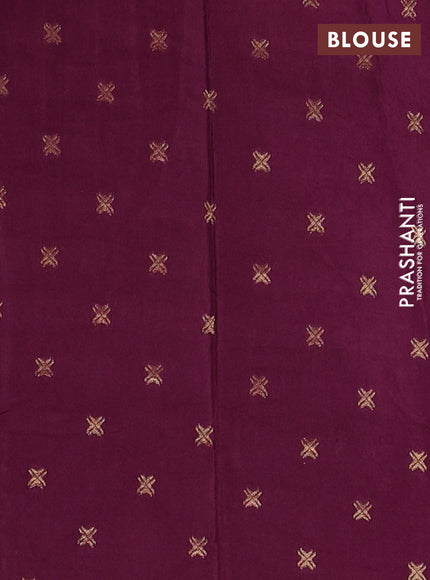 Semi mysore silk saree deep wine with plain body and zari woven simple border