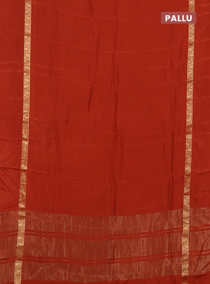 Semi mysore silk saree rust shade with plain body and zari woven simple border
