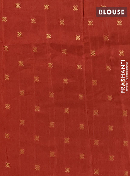 Semi mysore silk saree rust shade with plain body and zari woven simple border