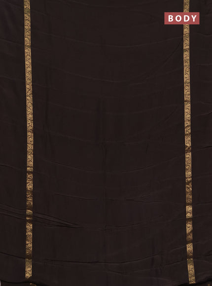 Semi mysore silk saree coffee brown with plain body and zari woven simple border