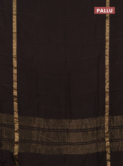 Semi mysore silk saree coffee brown with plain body and zari woven simple border