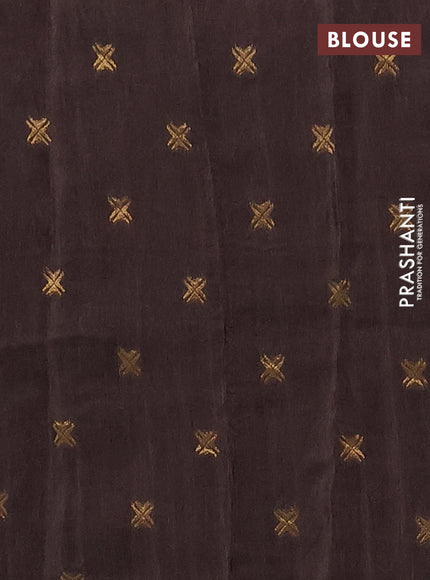 Semi mysore silk saree coffee brown with plain body and zari woven simple border