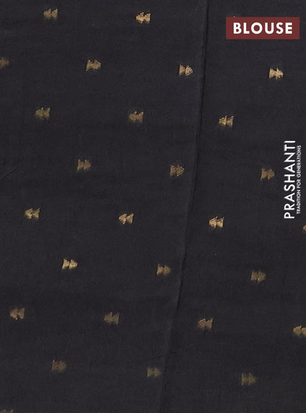 Semi mysore silk saree black with plain body and zari woven simple border