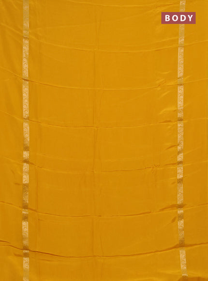 Semi mysore silk saree mustard yellow with plain body and zari woven simple border