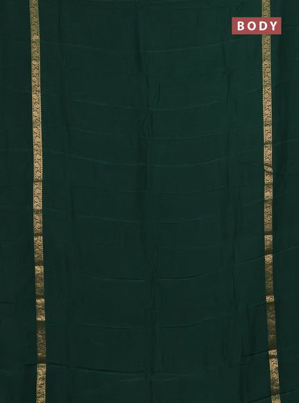 Semi mysore silk saree green with plain body and zari woven simple border