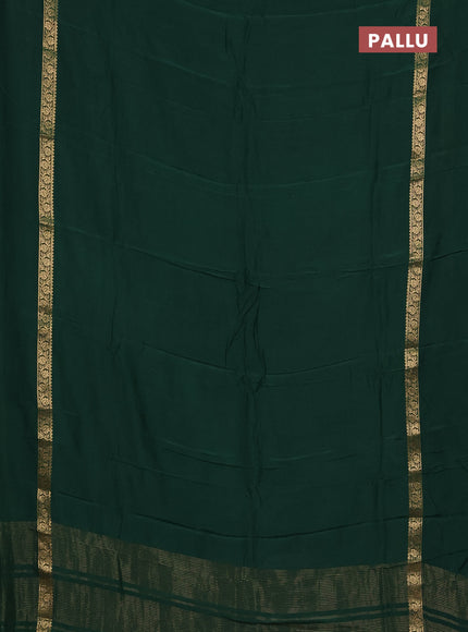 Semi mysore silk saree green with plain body and zari woven simple border