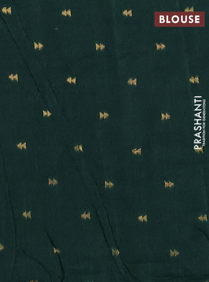 Semi mysore silk saree green with plain body and zari woven simple border