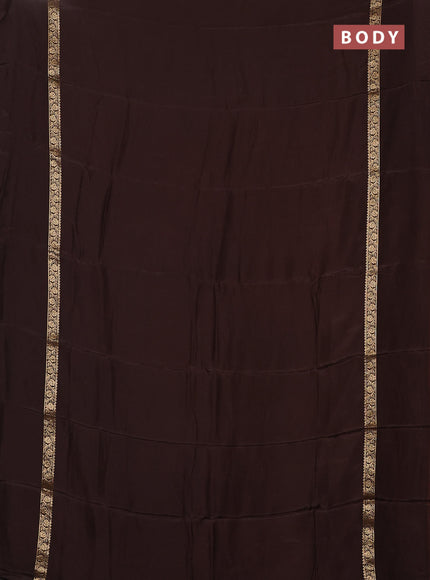 Semi mysore silk saree coffee brown with plain body and zari woven simple border