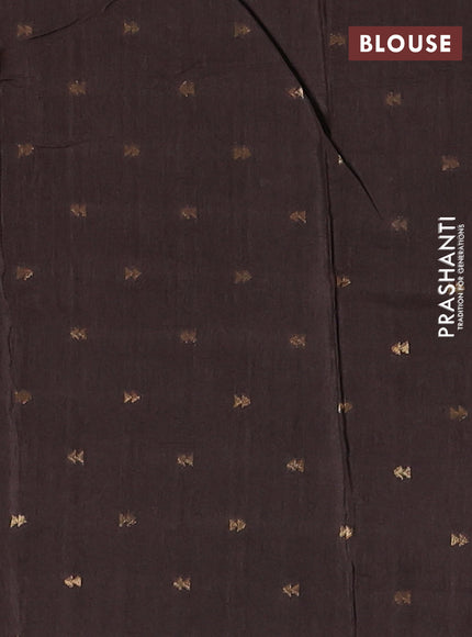 Semi mysore silk saree coffee brown with plain body and zari woven simple border