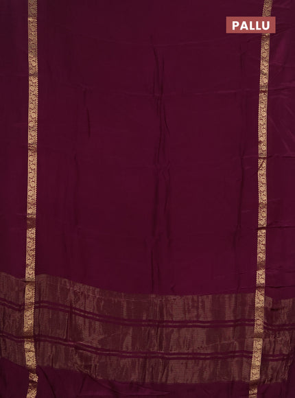 Semi mysore silk saree wine shade with plain body and zari woven simple border