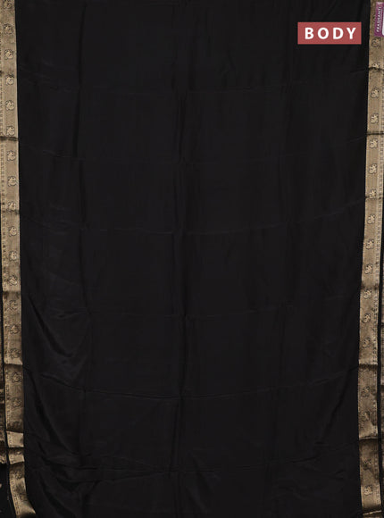 Semi mysore silk saree black with plain body and zari woven border