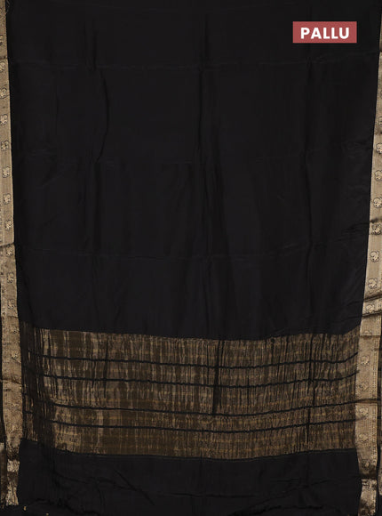 Semi mysore silk saree black with plain body and zari woven border