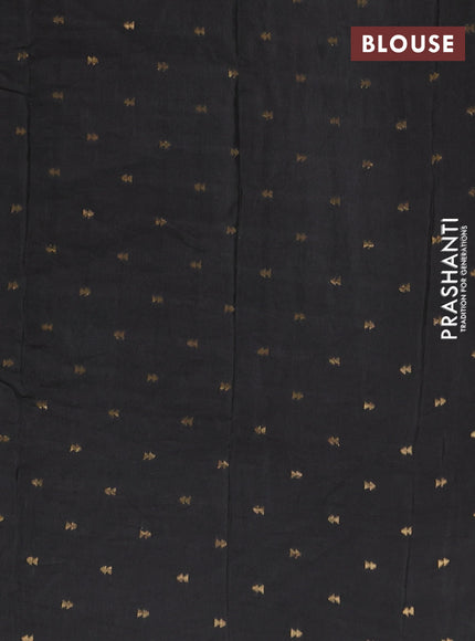 Semi mysore silk saree black with plain body and zari woven border