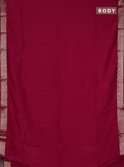 Semi mysore silk saree pink with plain body and zari woven border