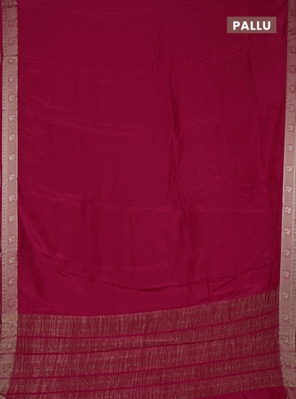Semi mysore silk saree pink with plain body and zari woven border