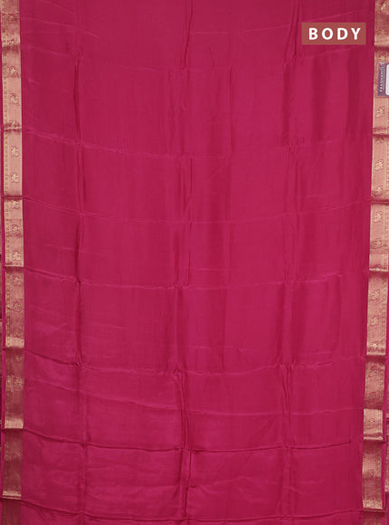 Semi mysore silk saree mauve pink with plain body and zari woven border