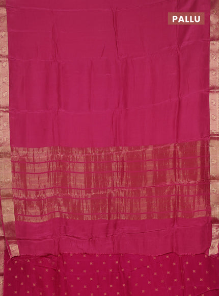 Semi mysore silk saree mauve pink with plain body and zari woven border