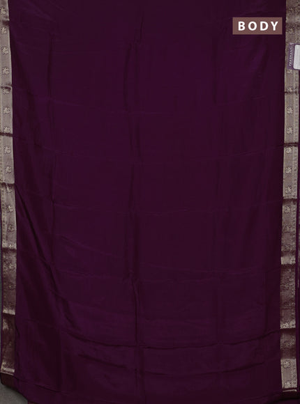 Semi mysore silk saree wine shade with plain body and zari woven border