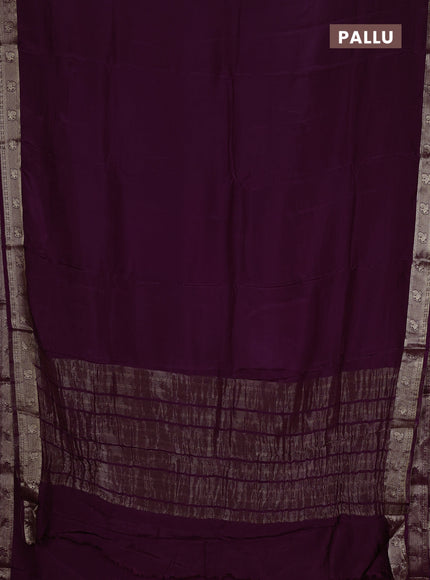 Semi mysore silk saree wine shade with plain body and zari woven border