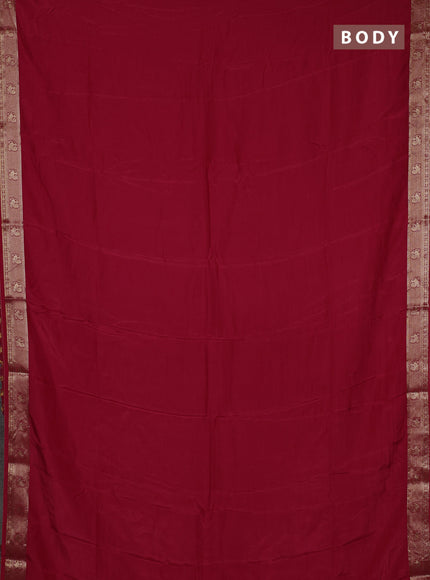 Semi mysore silk saree red with plain body and zari woven border