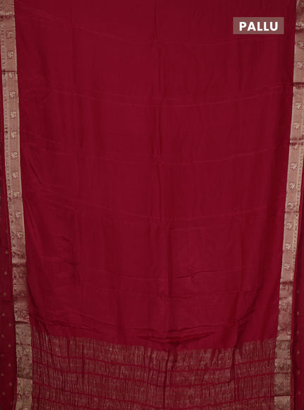 Semi mysore silk saree red with plain body and zari woven border
