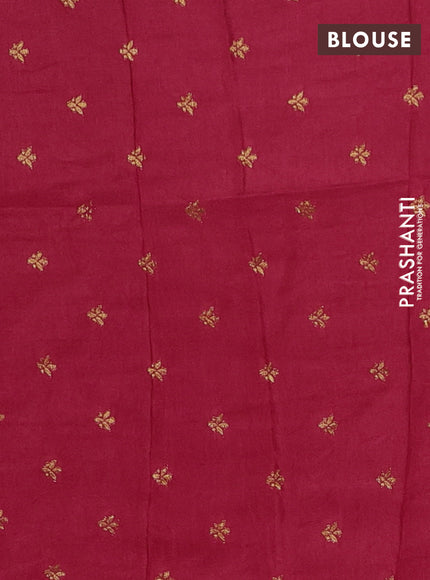Semi mysore silk saree red with plain body and zari woven border