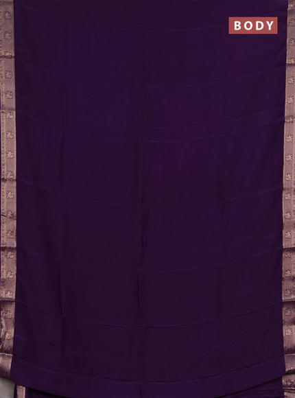 Semi mysore silk saree violet with plain body and zari woven border