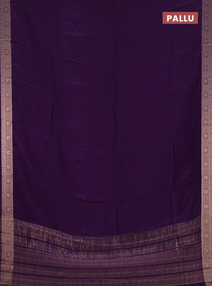 Semi mysore silk saree violet with plain body and zari woven border