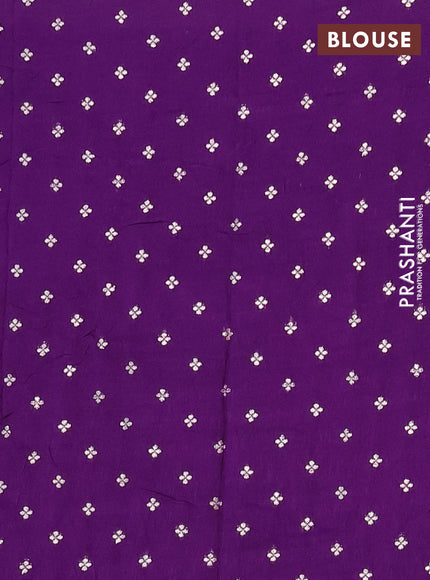 Semi mysore silk saree violet with plain body and zari woven border