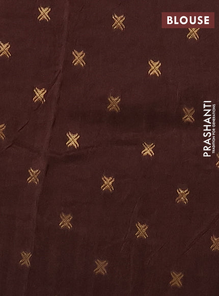 Semi mysore silk saree coffee brown with plain body and zari woven simple border