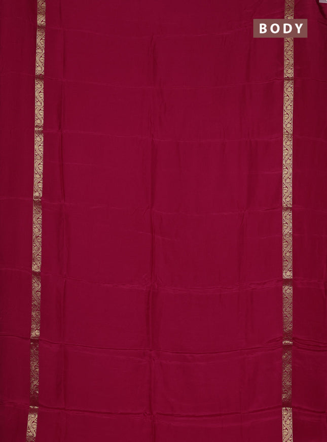 Semi mysore silk saree pink with plain body and zari woven simple border