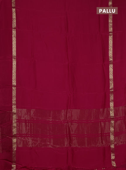 Semi mysore silk saree pink with plain body and zari woven simple border