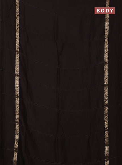 Semi mysore silk saree coffee brown with plain body and zari woven simple border
