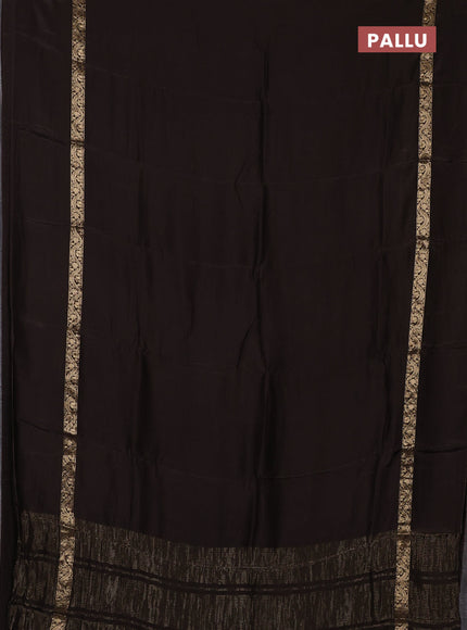 Semi mysore silk saree coffee brown with plain body and zari woven simple border