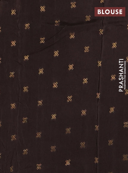 Semi mysore silk saree coffee brown with plain body and zari woven simple border