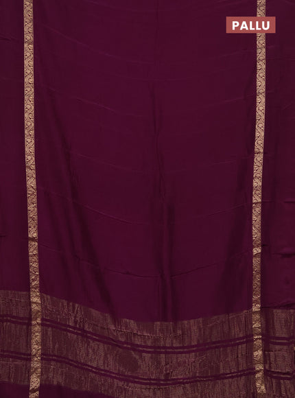Semi mysore silk saree wine shade with plain body and zari woven simple border