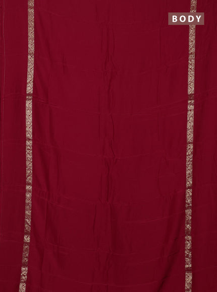 Semi mysore silk saree red with plain body and zari woven simple border