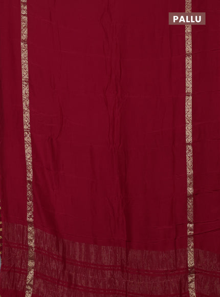 Semi mysore silk saree red with plain body and zari woven simple border
