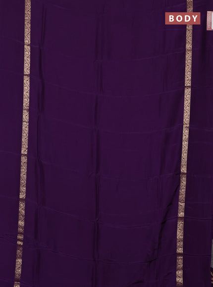 Semi mysore silk saree violet with plain body and zari woven simple border
