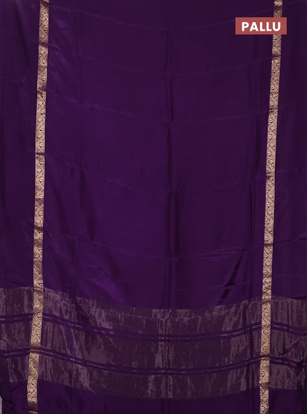 Semi mysore silk saree violet with plain body and zari woven simple border