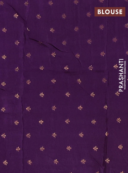 Semi mysore silk saree violet with plain body and zari woven simple border