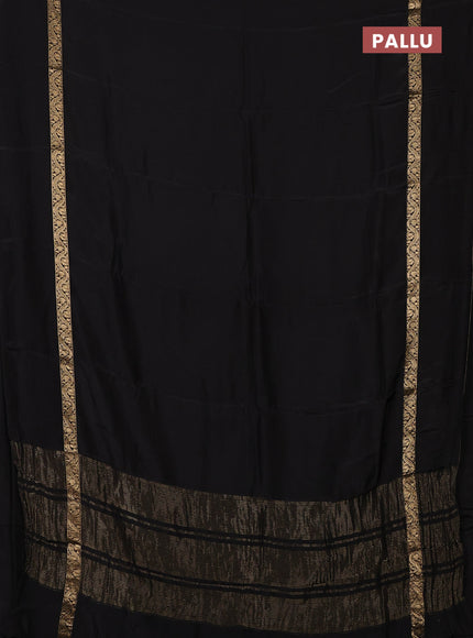 Semi mysore silk saree black with plain body and zari woven simple border