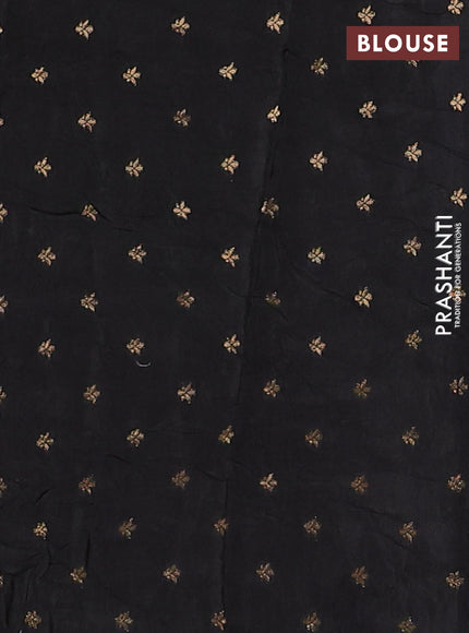 Semi mysore silk saree black with plain body and zari woven simple border