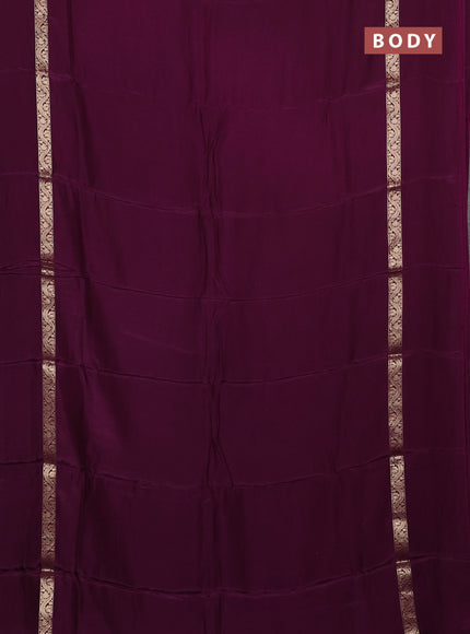 Semi mysore silk saree wine shade with plain body and zari woven simple border