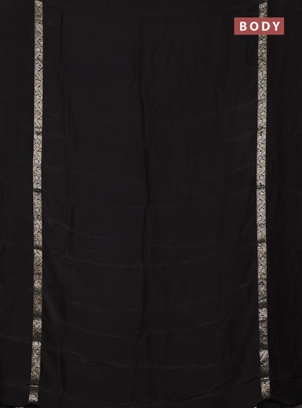 Semi mysore silk saree black with plain body and zari woven simple border