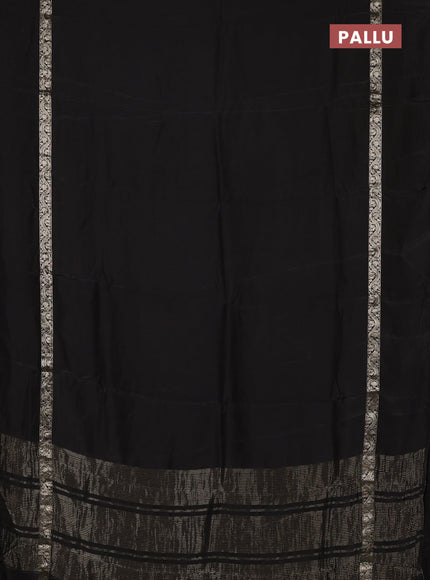 Semi mysore silk saree black with plain body and zari woven simple border