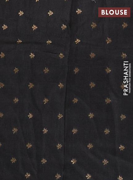 Semi mysore silk saree black with plain body and zari woven simple border