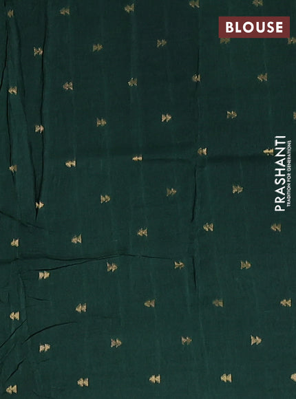Semi mysore silk saree bottle green with plain body and zari woven simple border