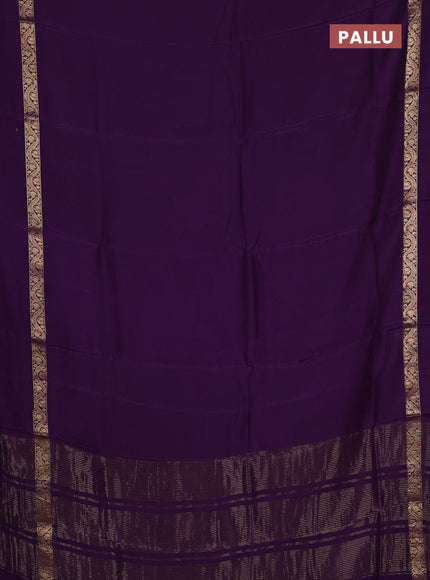 Semi mysore silk saree purple with plain body and zari woven simple border