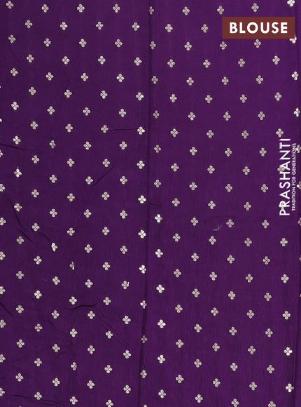 Semi mysore silk saree purple with plain body and zari woven simple border